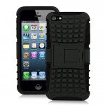 Wholesale iPhone 5 5S TPU+PC Dual  Hybrid Case with Stand (Black-Black)